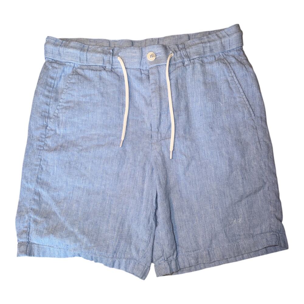 Porter & Ash Mens Medium Light Blue Linen Blend Shorts